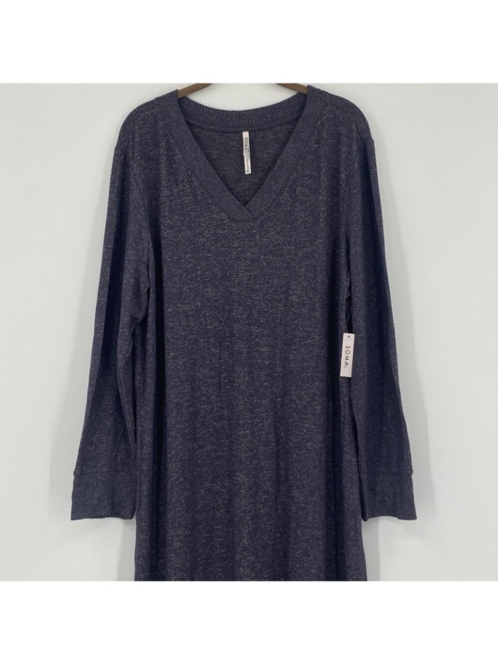 SOMA Size XL Gray CozyLuxe Long Sleeve Long Sleepshirt Rib - Picture 6 of 14